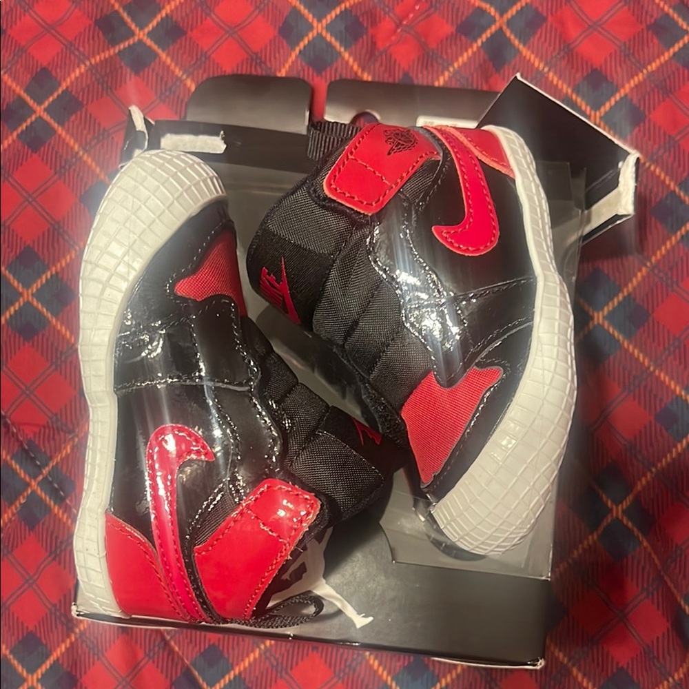 Jordan Black and Red Baby Walker Shoes High-Top Design